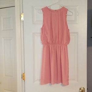 Coral chiffon midi dress